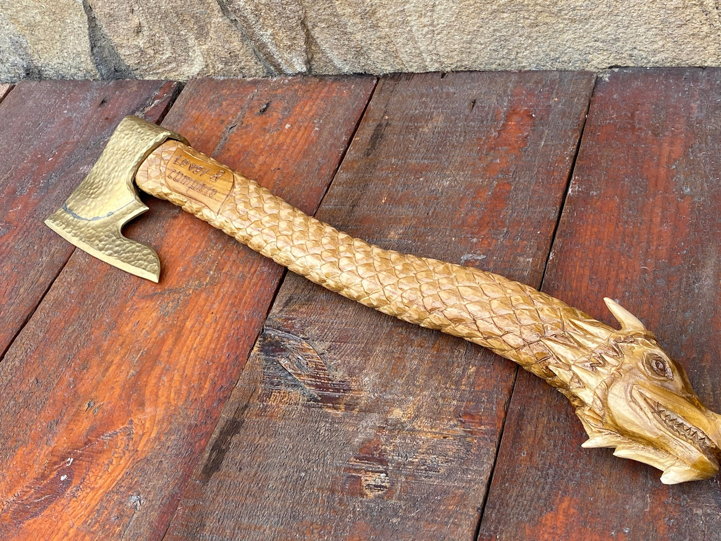 Bronze axe, Smaug, dragon, bronze anniversary, Hobbit, bronze gift, 8th anniversary, Lord of the Ring, medieval, dragon Smaug, wooden gift