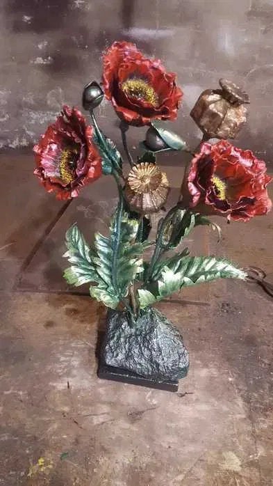 Hand forged poppy, poppy, wedding gift, iron gift, gift for wife, anniversary gift, birthday gift, gift for mom, floral decor, Christmas