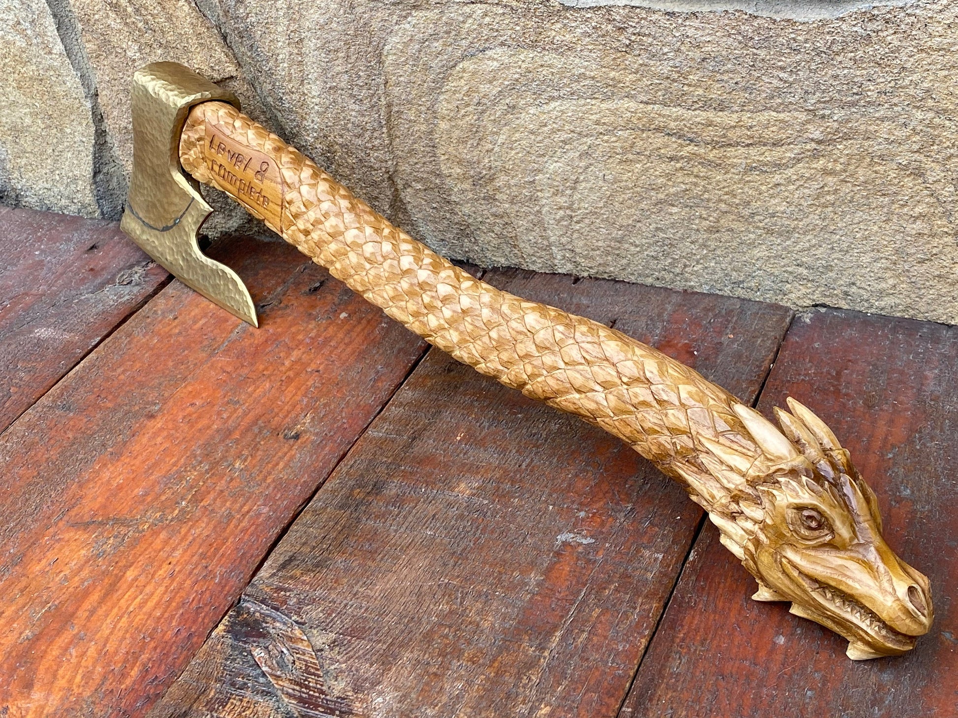 Bronze axe, Smaug, dragon, bronze anniversary, Hobbit, bronze gift, 8th anniversary, Lord of the Ring, medieval, dragon Smaug, wooden gift