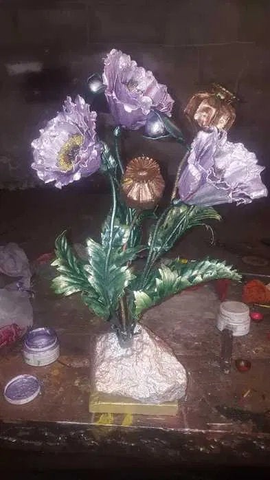 Hand forged poppy, poppy, wedding gift, iron gift, gift for wife, anniversary gift, birthday gift, gift for mom, floral decor, Christmas