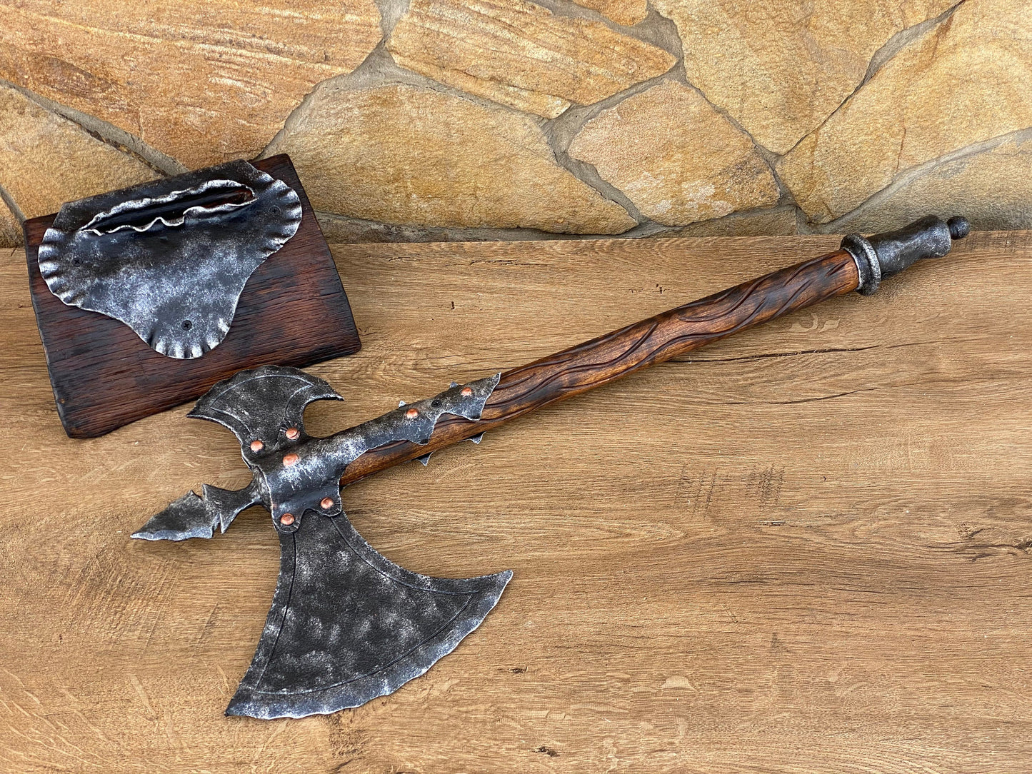 Medieval axe, decorative axe, viking axe, hand forged axe, hatchet, mens gifts, birthday gift, Christmas gift,Fathers Day gift,military gift