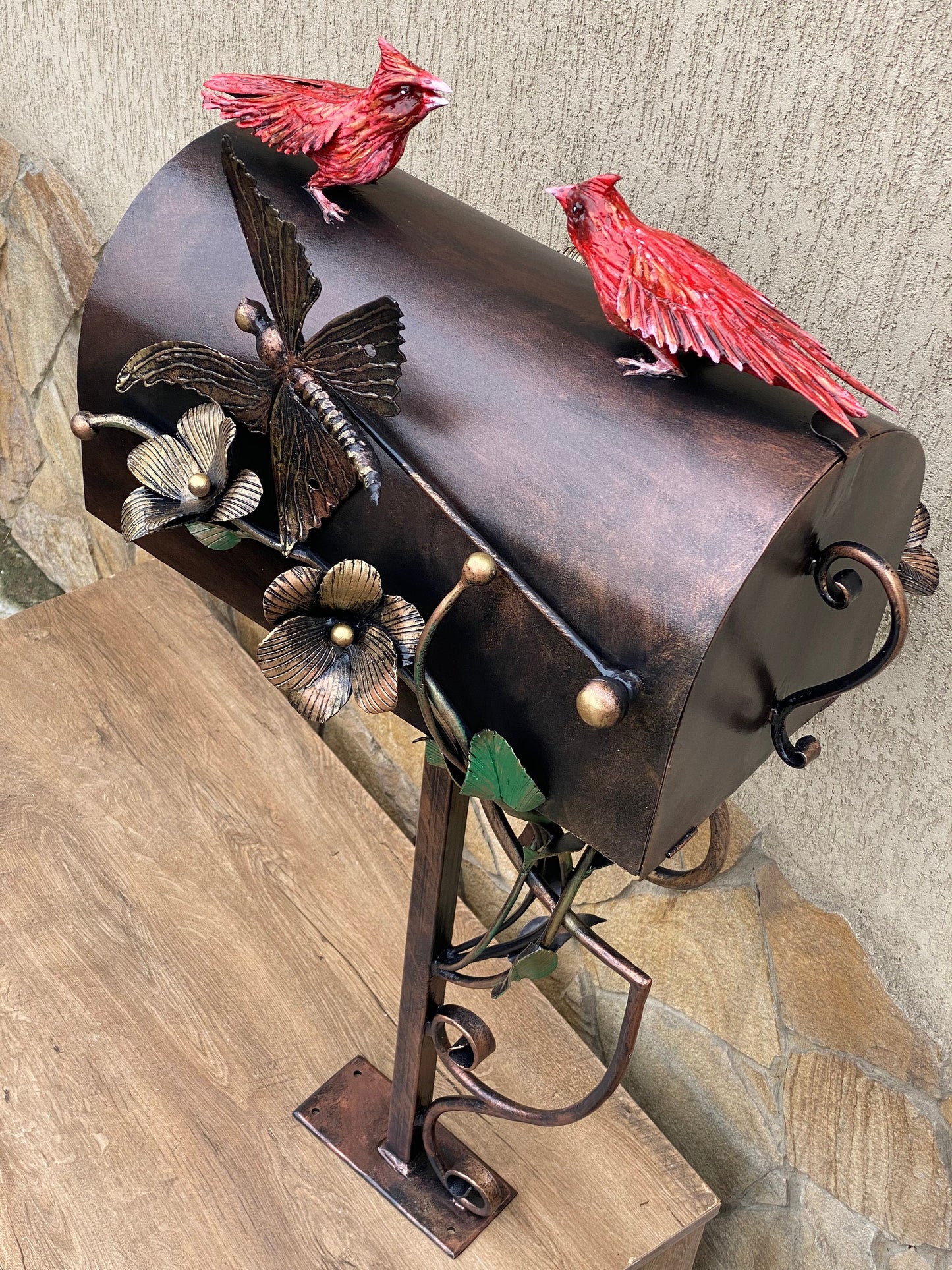 Mailbox, bird decor, mail box, hand forged rose, nest, gift for wife, orchid, Christmas, 11th anniversary, gift for couple, anniversary gift