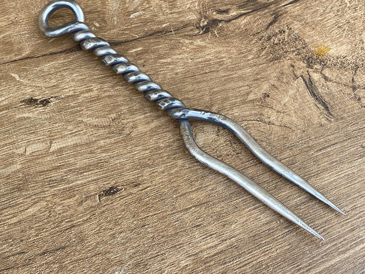 Stainless steel BBQ fork, BBQ fork, BBQ, viking fork, hand forged fork, rustic fork, medieval fork, barbeque gift, kitchen, grill, birthday