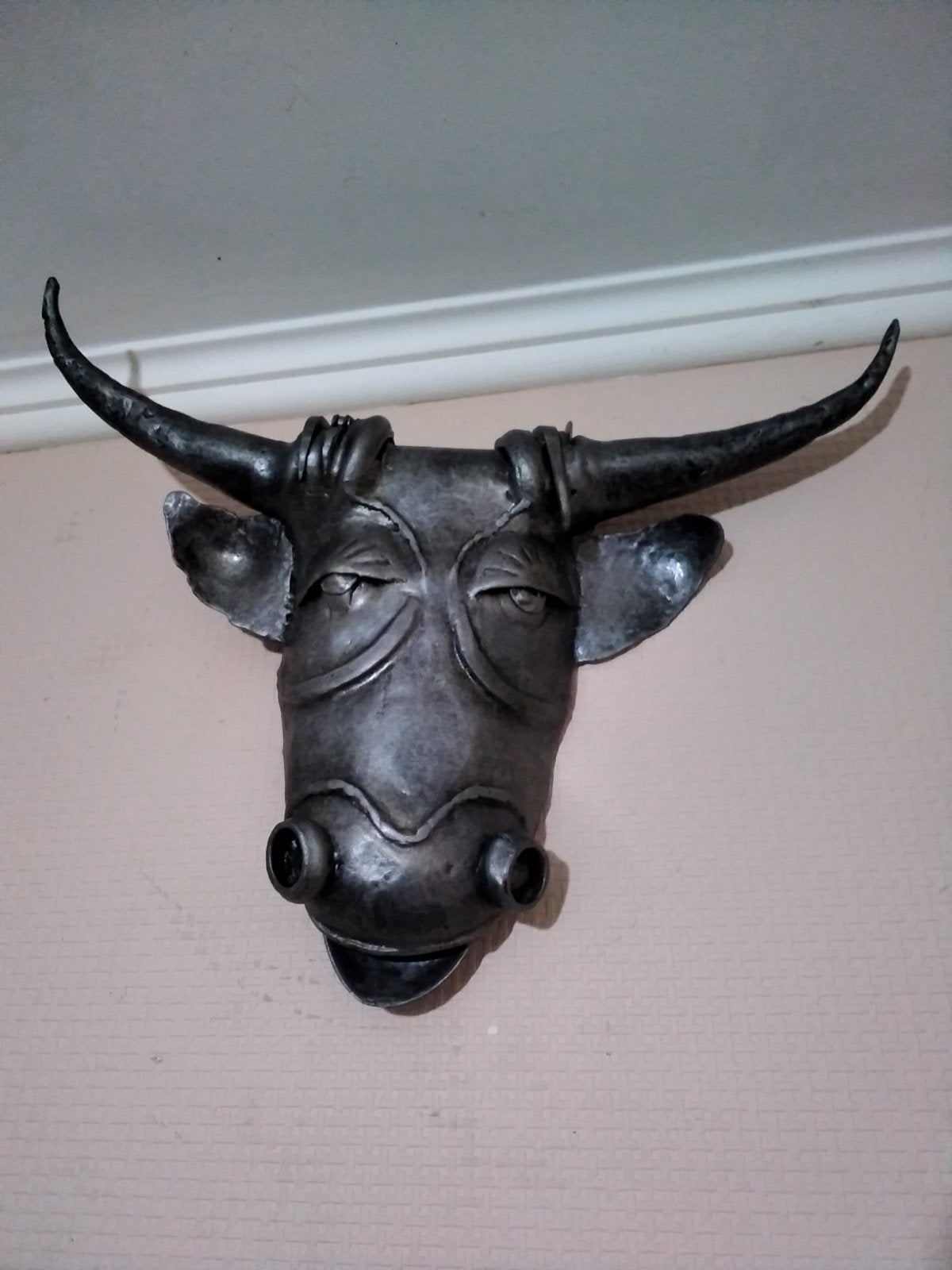 Steampunk bull, bull, hanger, hooks, sculpture, industrial, recycled, steampunk, wall decor, iron gift, buffalo, bison, animal, longhorn