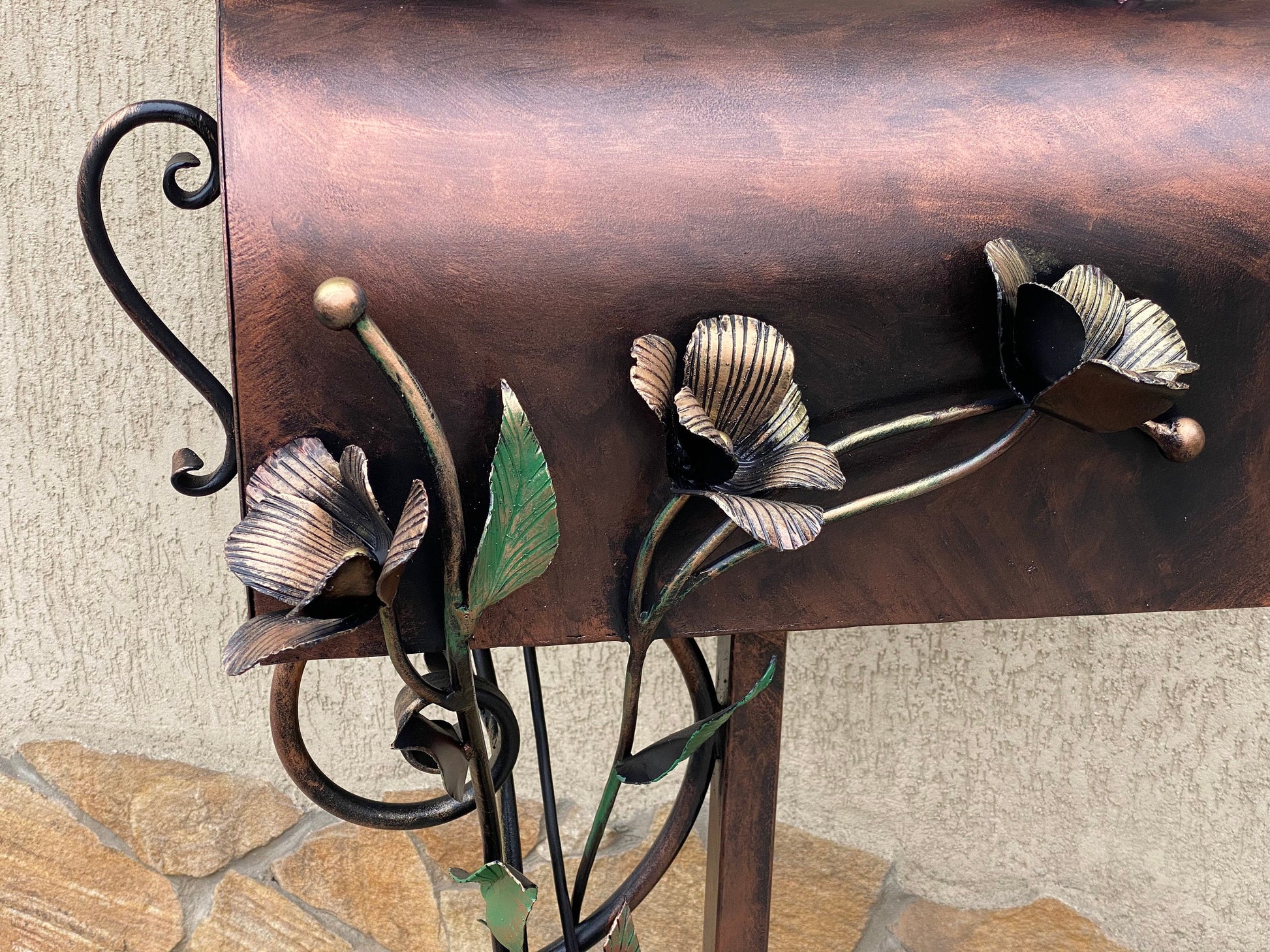 Mailbox, bird decor, mail box, hand forged rose, nest, gift for wife, orchid, Christmas, 11th anniversary, gift for couple, anniversary gift