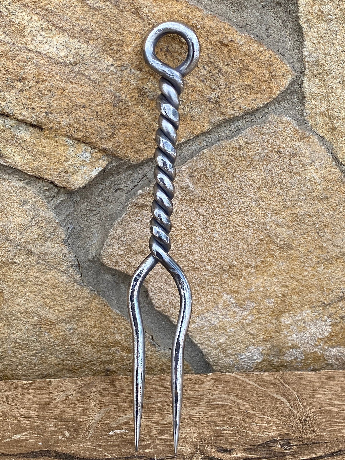 Stainless steel BBQ fork, BBQ fork, BBQ, viking fork, hand forged fork, rustic fork, medieval fork, barbeque gift, kitchen, grill, birthday