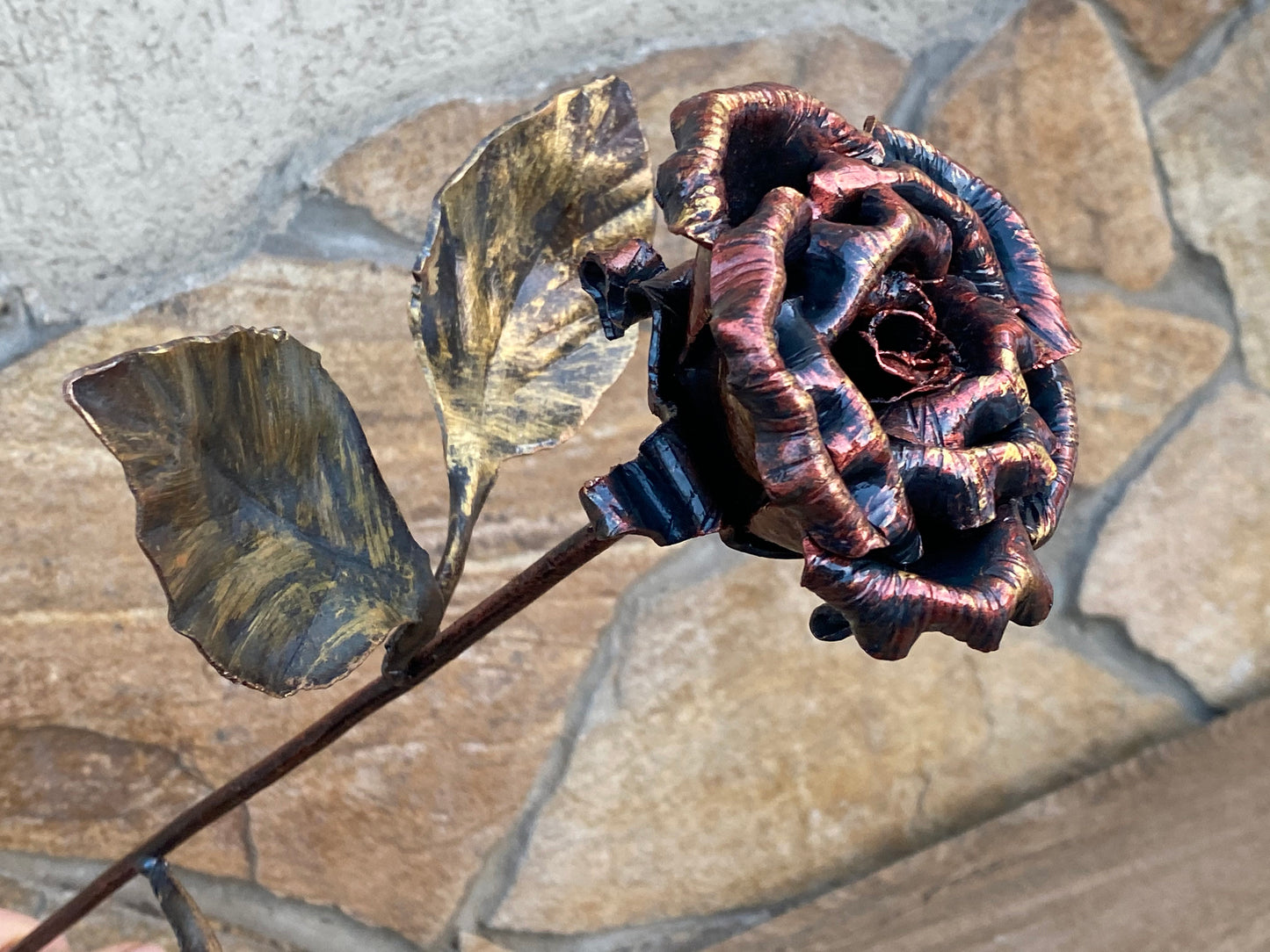 6th anniversary gift, iron anniversary, metal rose, hand forged rose, metal sculpture, iron rose, metal roses, steel rose, iron gift for her