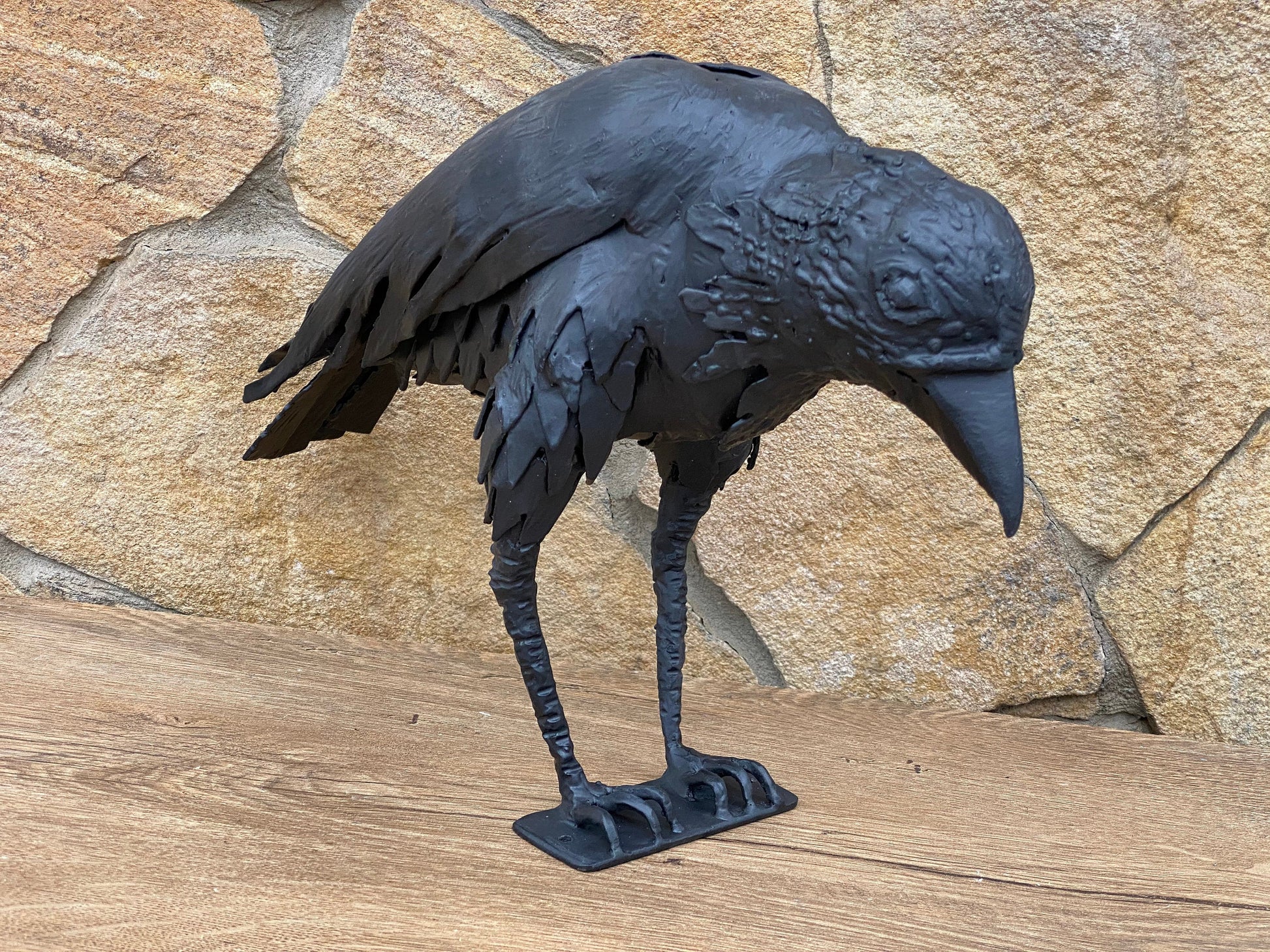 Crow, garden sculpture, bird, iron gift, crow figurine, birdie, steel gift, anniversary gift, birthday gift, Christmas, garden decor, raven