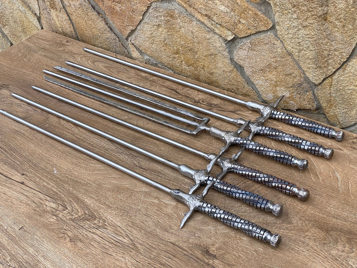 Personalized stainless steel skewers, longhorn, grill gift set, BBQ, barbecue gift, Christmas gift, grill, fireplace, dads gift, birthday