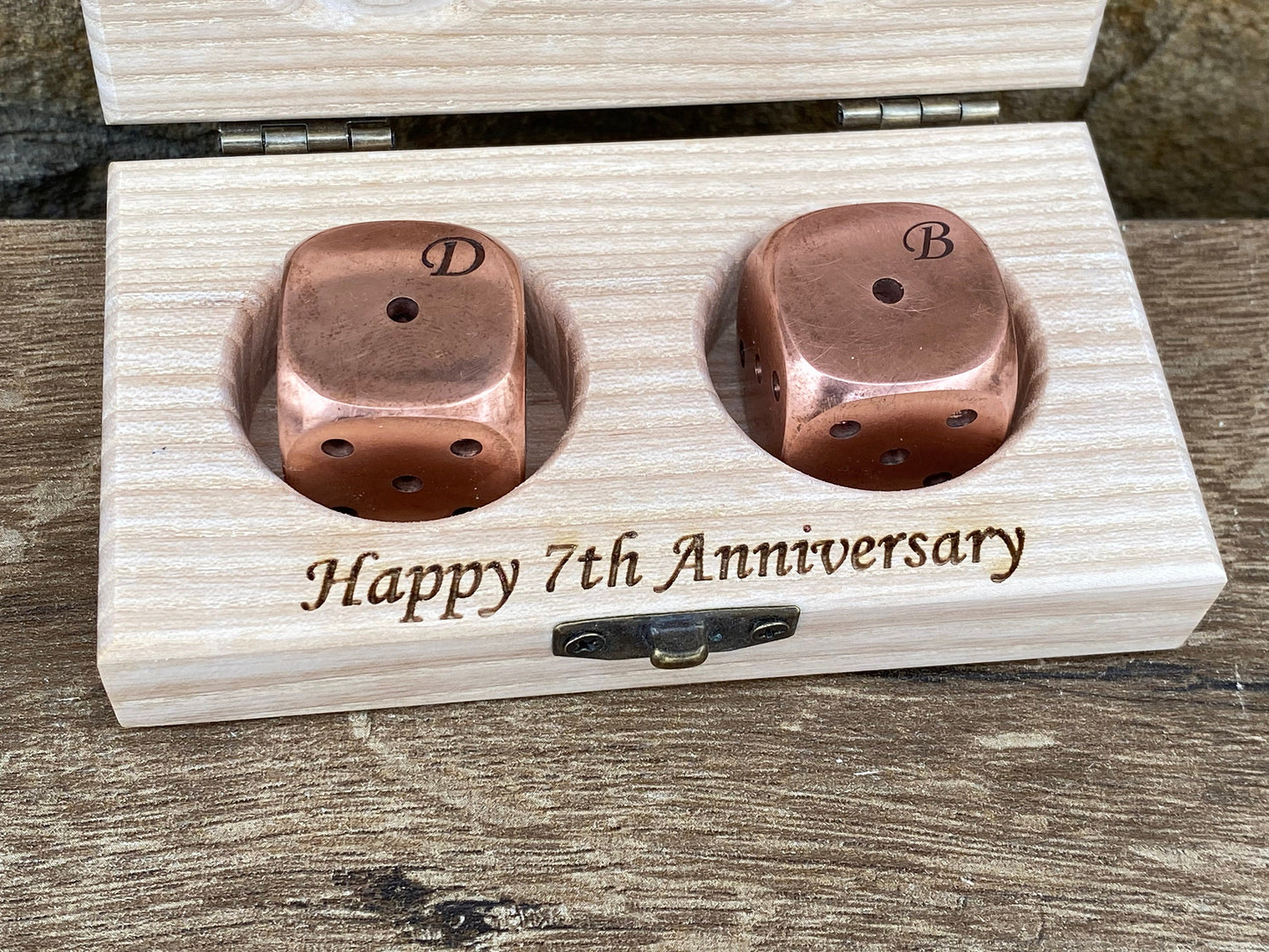 Copper dices, 7th anniversary, copper anniversary, leasure, dice box, personalized gift, dice game, tabletop game, board games, copper gift