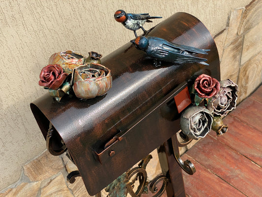 Mail box, mailbox, Christmas, birthday, garden, yard, mother, gift for wife, anniversary, rose, iron gift, Mothers Day, retirement, flower