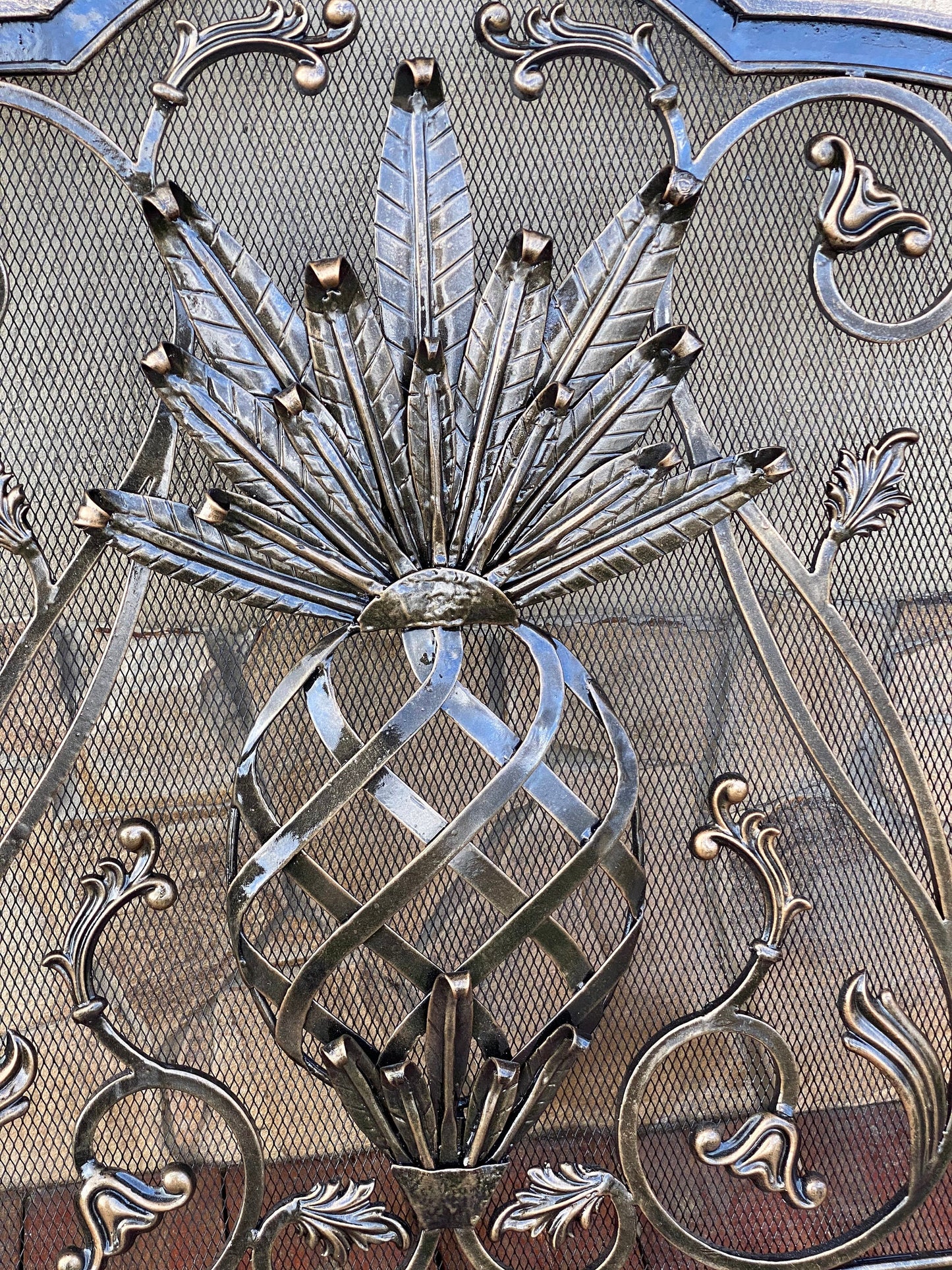 Fireplace screen, iron gift, fireplace decor, fire poker, anniversary gift, pineapple, fireplace, Christmas, birthday, BBQ, grill, medieval