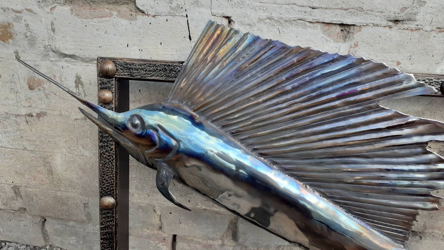 Marlin, fish, aquarium, iron gift, fishman gift, sea decor, ocean decor, coastal decor, birthday,anniversary,Christmas,lake decor,blacksmith