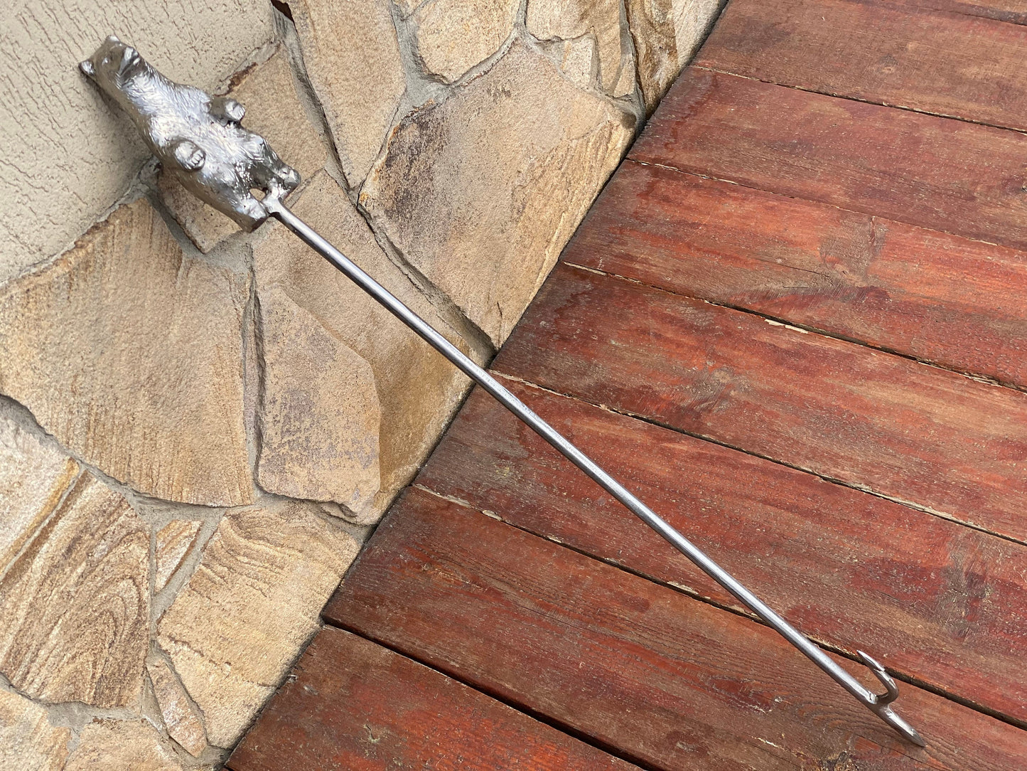 Stainless steel fire poker, bear, Christmas, fire poker, birthday, steel gift, fireplace, BBQ, firewood, steel anniversary, toy, mens gift