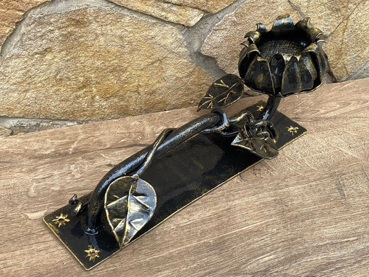 Fall decor, barn door pull, door handle, iron gift, sunflower, door hardware, Thanksgiving Day, autumn decor, fall wreath, harvest, nature