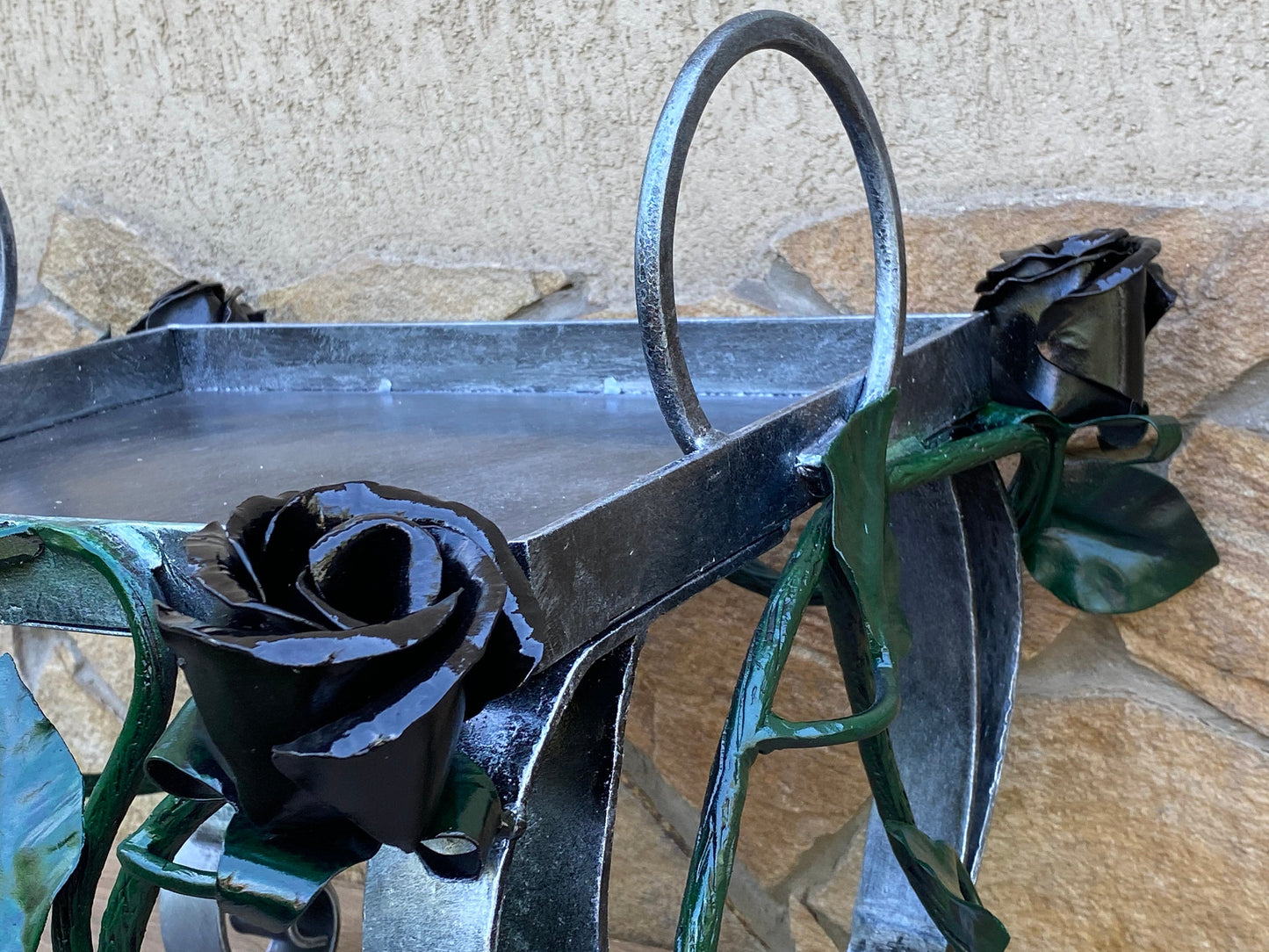 Christmas gift, gift for mom, table, rose, tray, iron anniversary, iron rose, floral, iron gift, Mothers Day, 6th anniversary, birthday gift