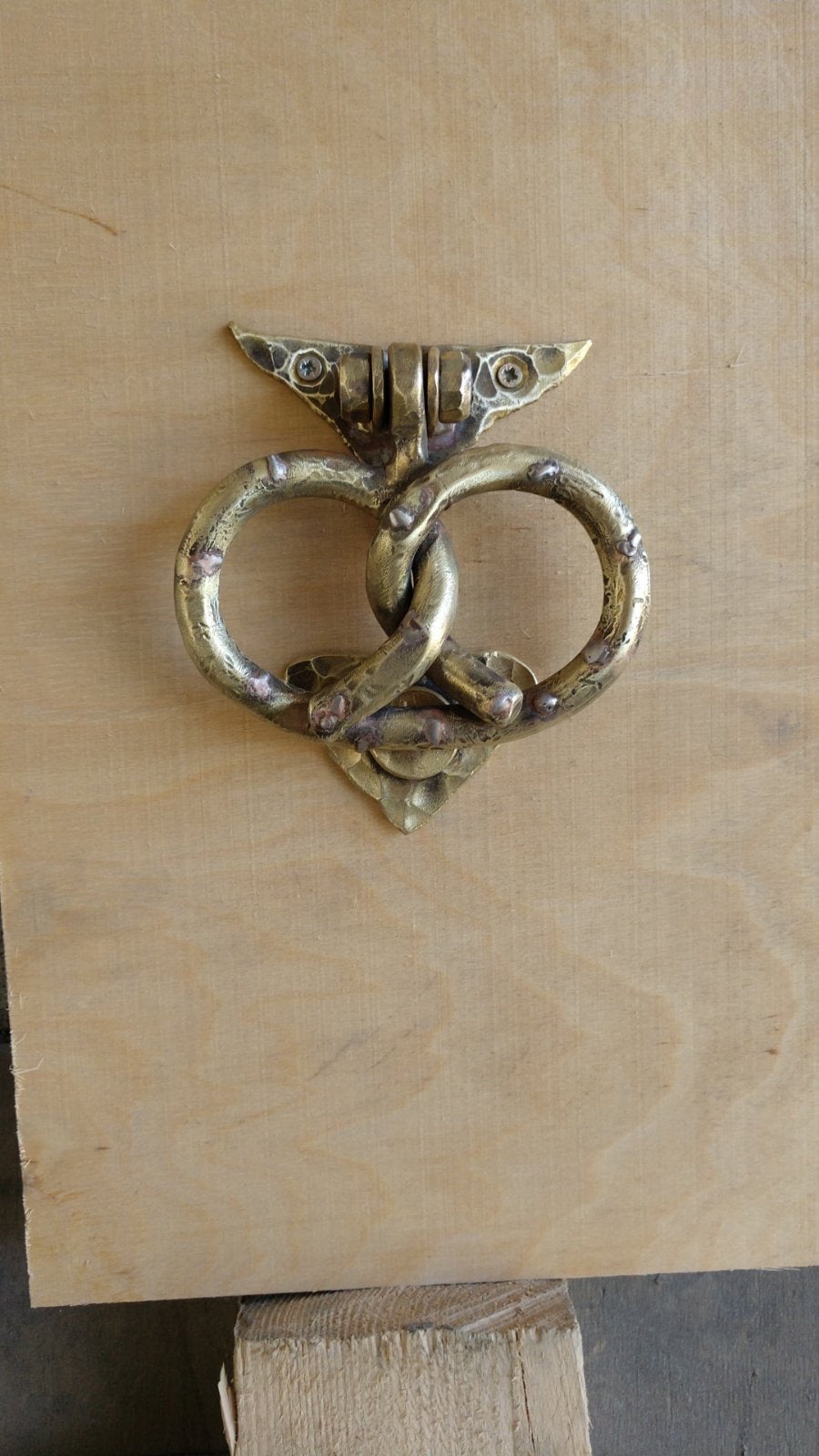 Brass door knocker, pretzel, door knocker, anniversary gift, Christmas gift, birthday gift,snack,baked,hand forged,new home gift,door handle