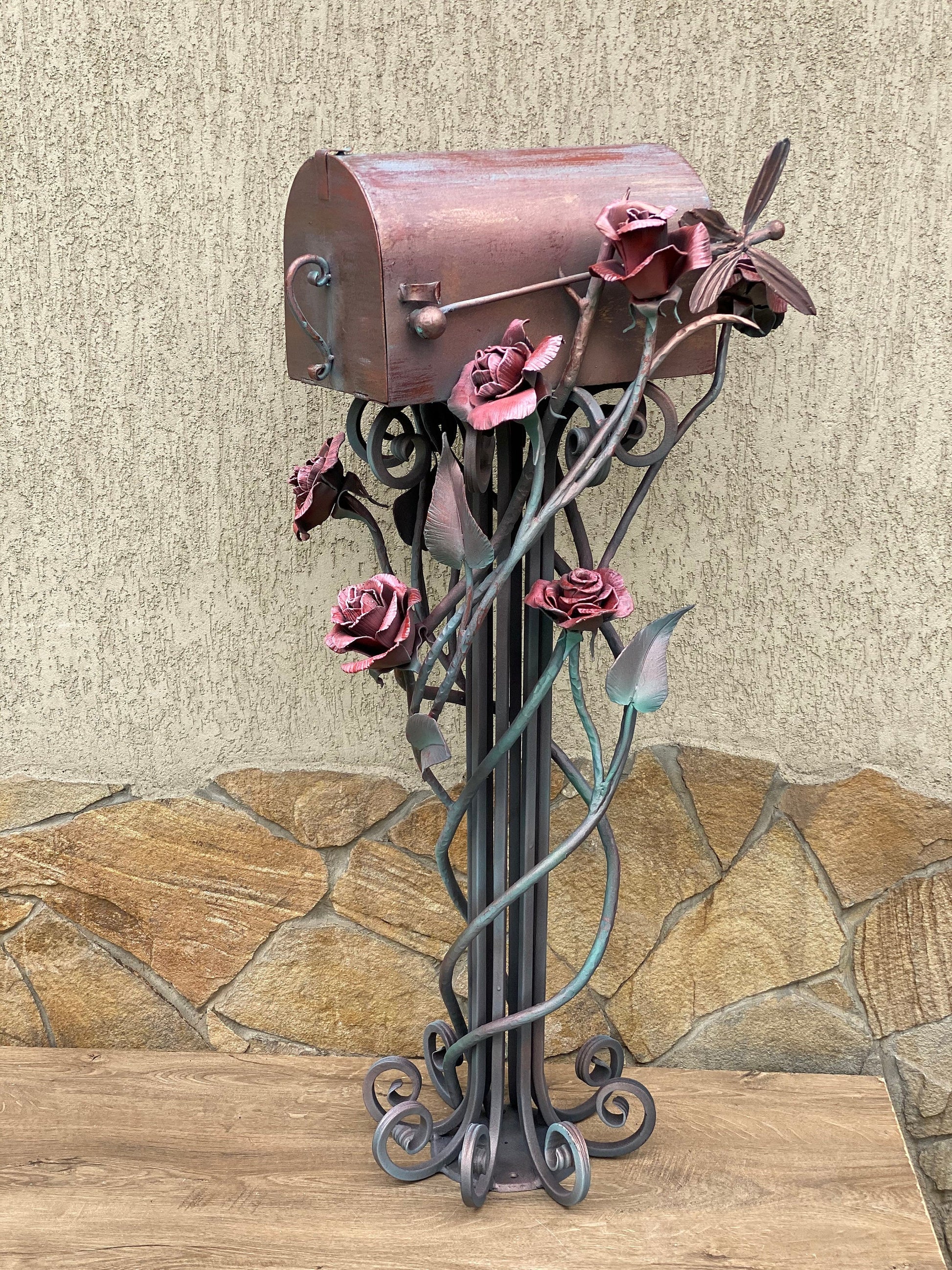 Mailbox, mail box, wild nature, iron gift, house number sign, Christmas, birthday, Mothers Day, gift for mom, retirement gift, iron rose