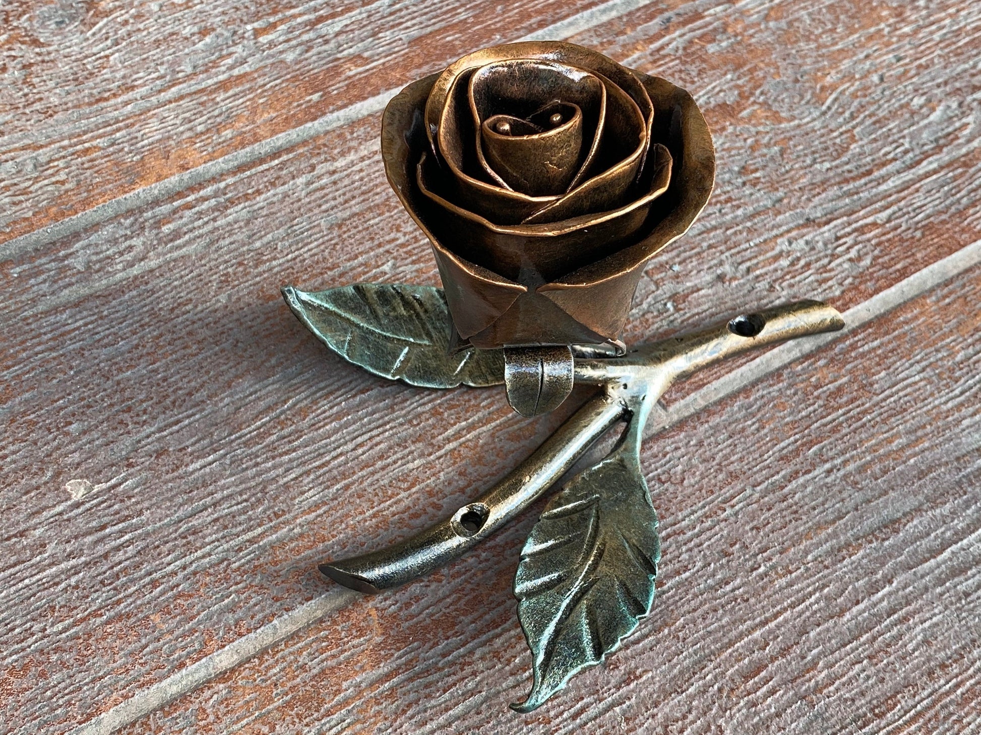 Door knob, chest of drawers, drawer knob, drawer handle, cabinet hardware, door pull, door handle, rose, flower, hand forged rose, iron rose