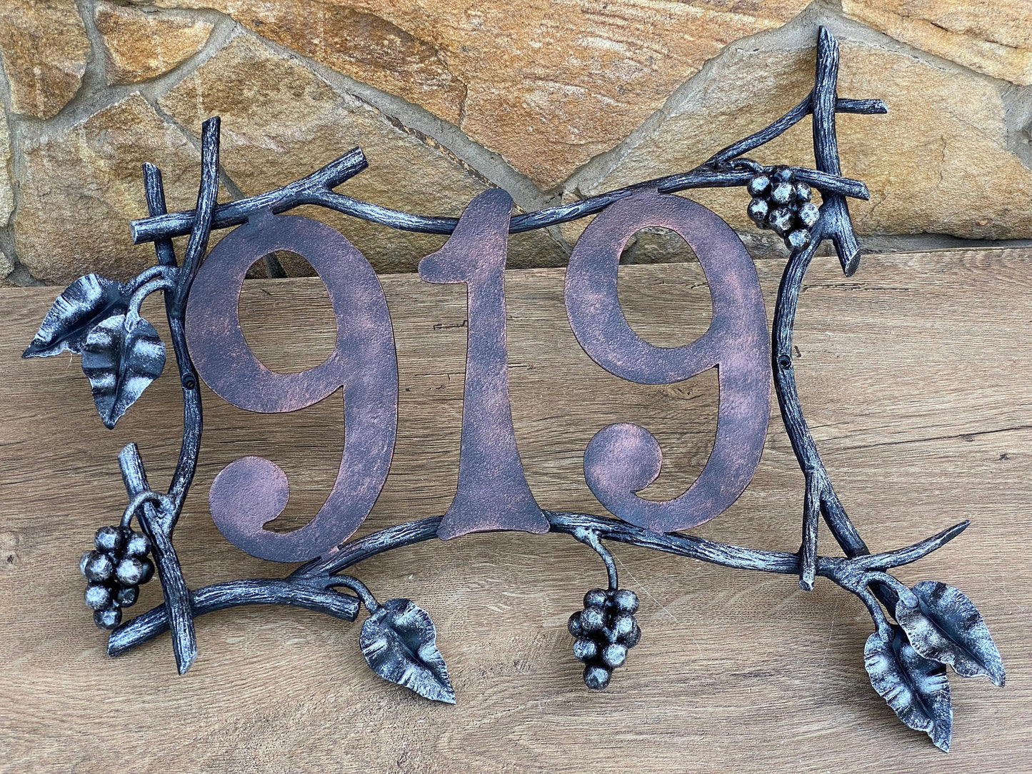 House number sign, house numbers, grapes, grapevine, fall decor, autumn, thanksgiving, wine decor, wreath, Christmas, iron gift, plaque