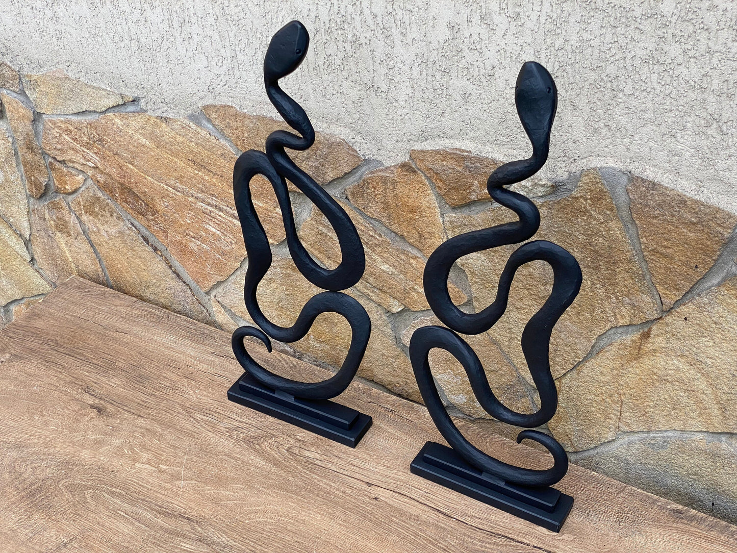 Andirons, fireplace andirons, fireplace decor, snake, metal artwork, hand forged snake, iron gift, iron anniversary, Christmas, birthday