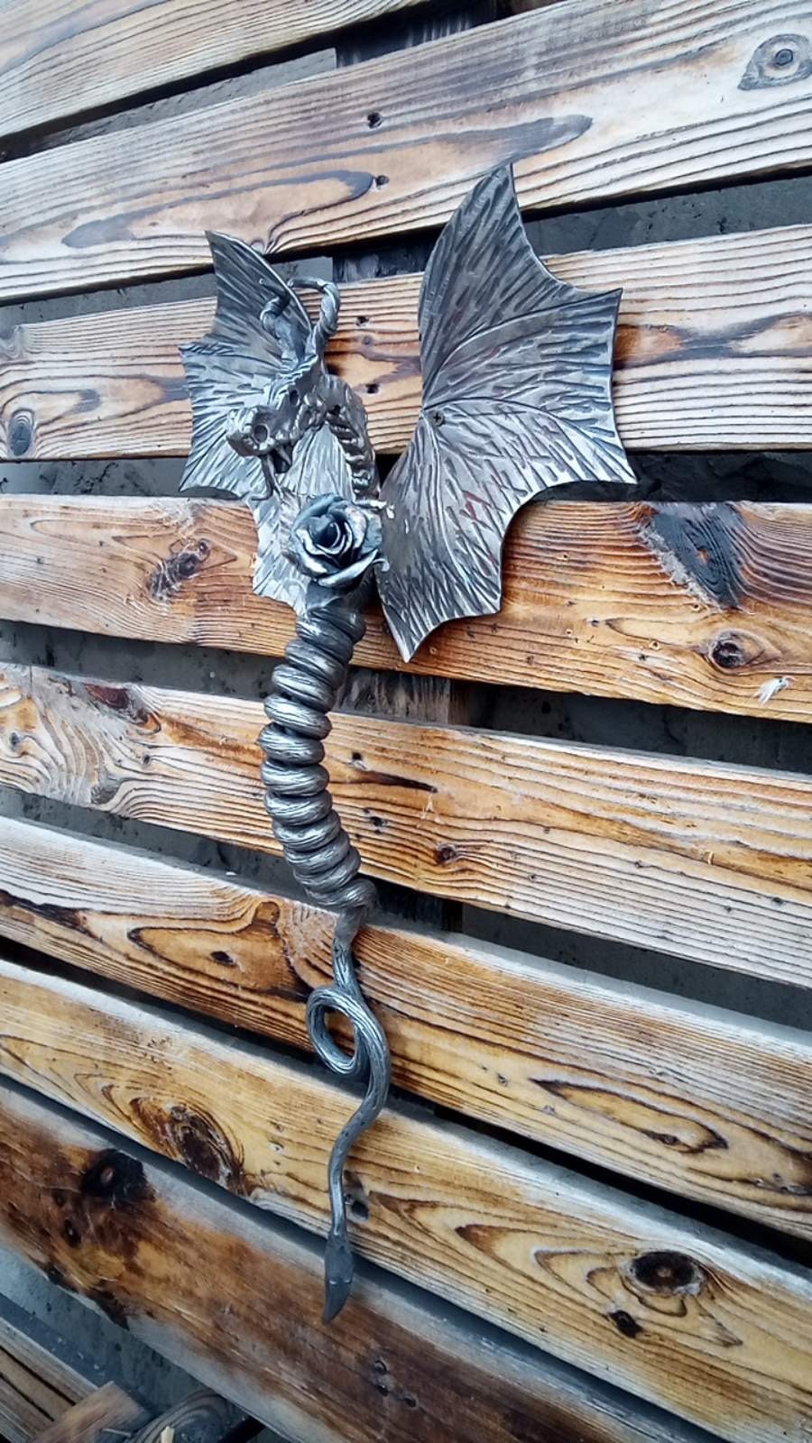 Door handle, dragon, rose, medieval, Christmas, birthday, anniversary, ancient, viking, cottage, vintage, castle, iron gift,iron rose,flower