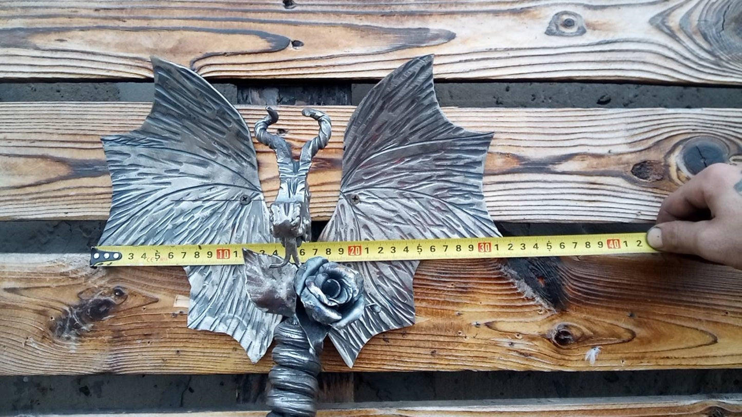 Door handle, dragon, rose, medieval, Christmas, birthday, anniversary, ancient, viking, cottage, vintage, castle, iron gift,iron rose,flower