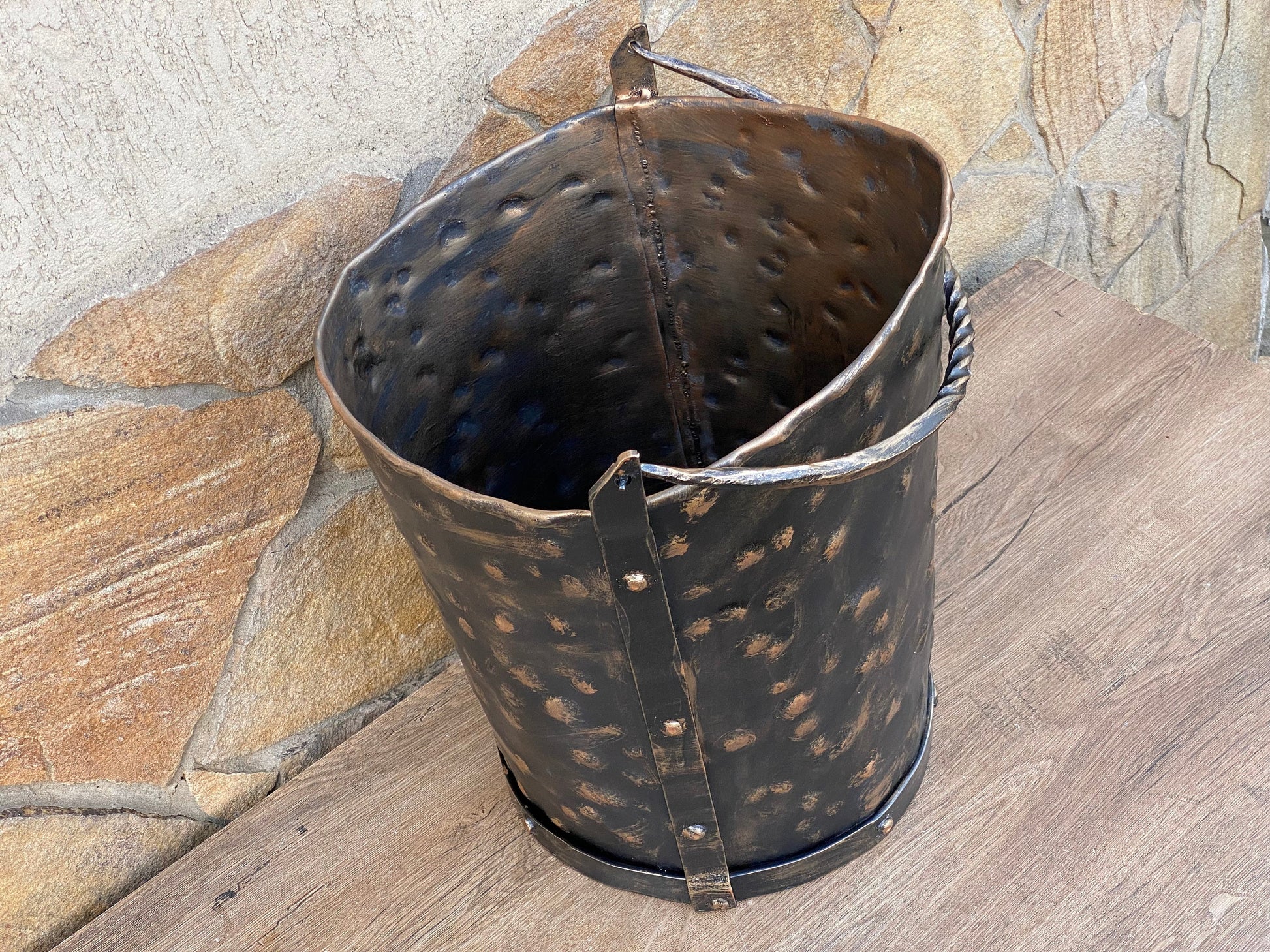 Bucket, ash bucket, firewood holder, birthday, Christmas, fireplace, medieval, iron gift, steel gift, anniversary, BBQ, fire poker,dads gift