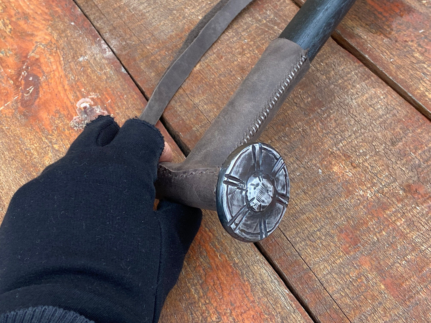 Shield cane, railroad spike, shield, walking cane, birthday, Christmas, anniversary, viking, mens gift, retirement gift, viking shield, army