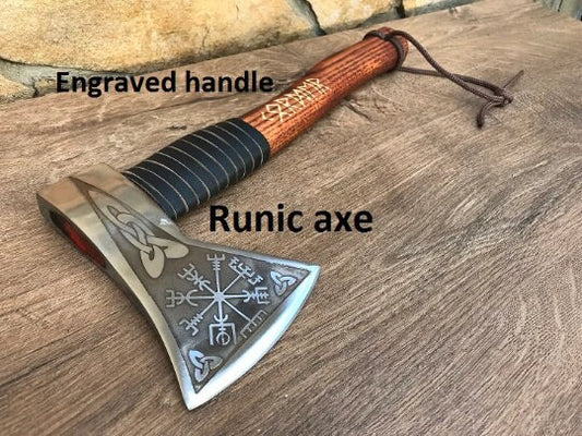 Viking axe, mens gifts, vegvisir, viking armor, viking compass, runes art, runes amulet, runes decor, runes etched, runes gift for boyfriend