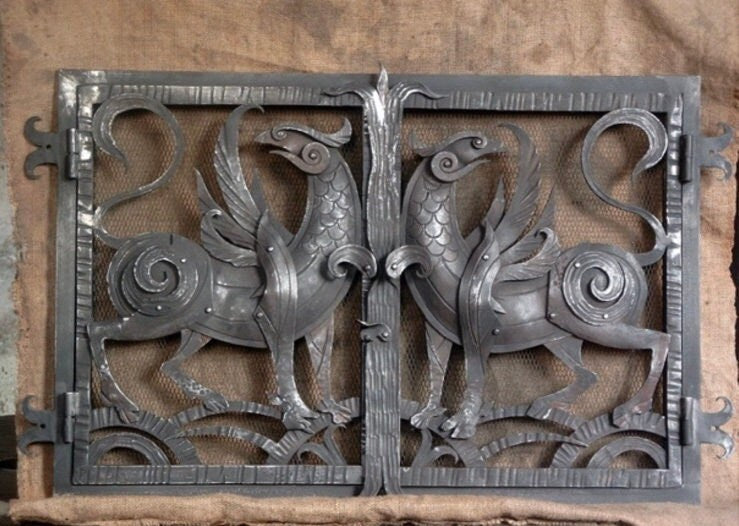Fireplace door, oven, groomsmen, groom, mens gift, medieval, antique, Celtic, wolf, Christmas gift, new home, fireplace, wedding, bridesmaid