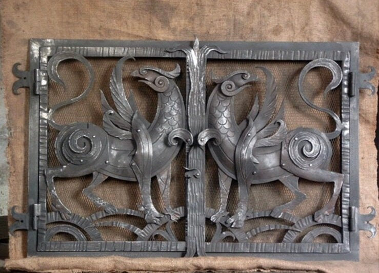 Fireplace door, oven, groomsmen, groom, mens gift, medieval, antique, Celtic, wolf, Christmas gift, new home, fireplace, wedding, bridesmaid