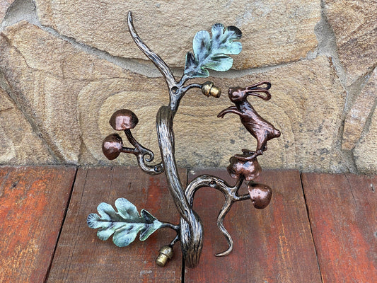 Door pull, rabbit, door handle, door, zoo, acorn, forest, wild nature, Christmas, animal, mushroom, anniversary, iron gift,steel gift,father