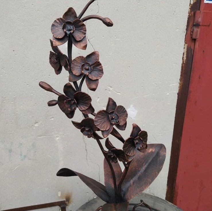 Orchid, iron gift, steel gift, floral, anniversary, Christmas, Mothers Day, flower, birthday, rose, 6th anniversary, garden, plant stand