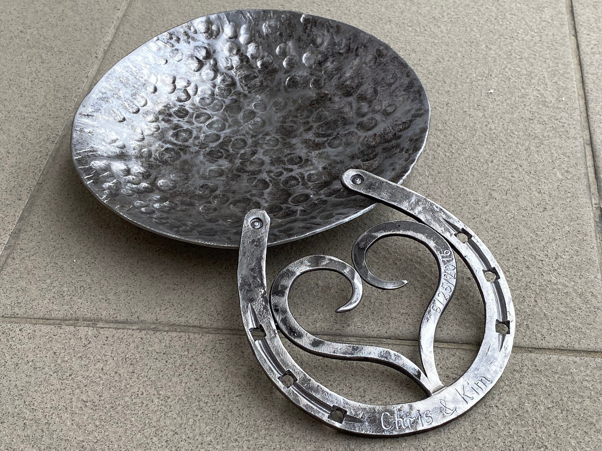 Iron bowl, tray, horse shoe, 6th anniversary, iron anniversary, 6 year anniversary, iron gift, steel gift, personalized bowl, steel bowl