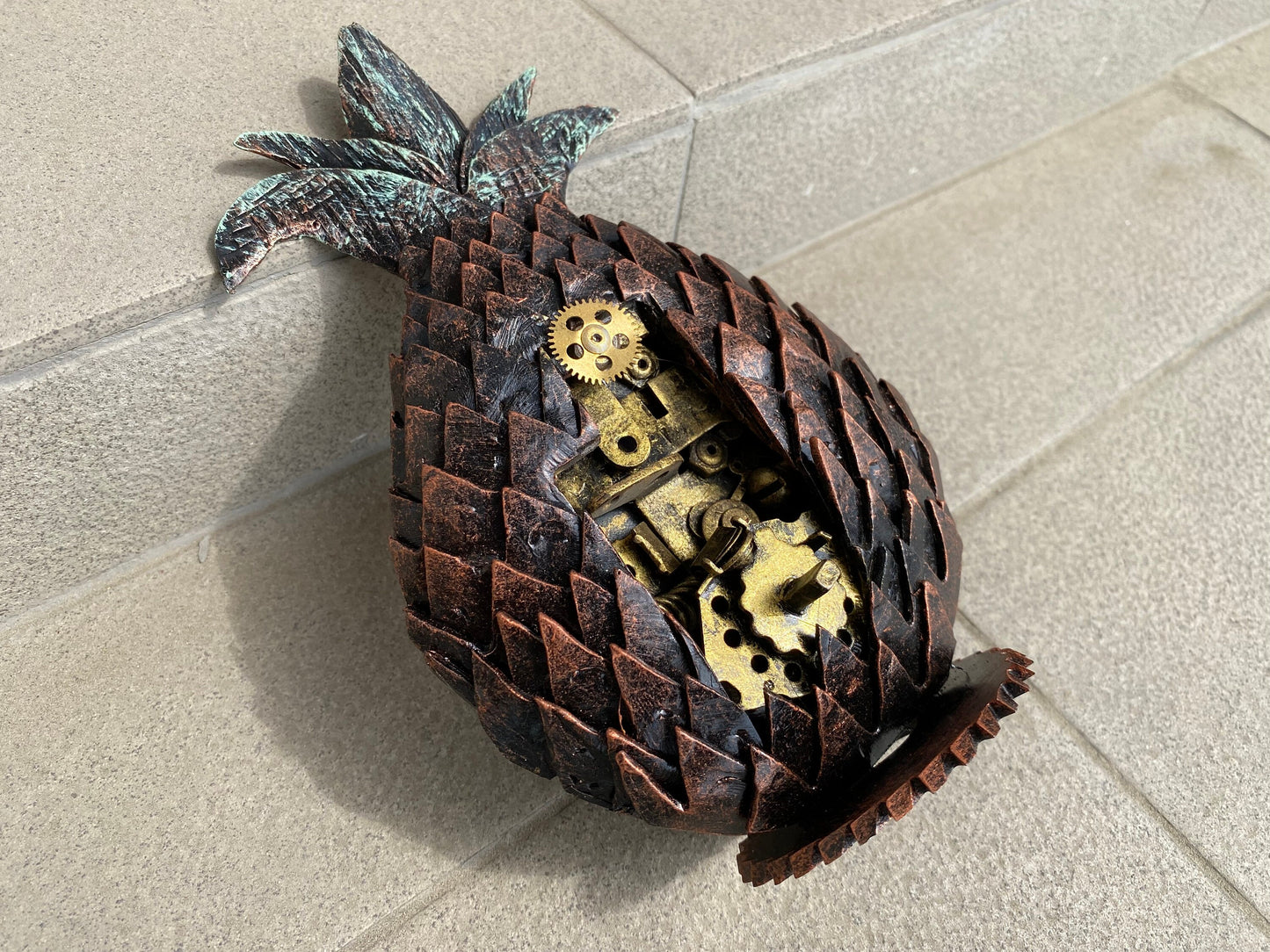 Steampunk pineapple, pineapple, steampunk, pine apple, fruit, Christmas, birthday, hardware, steam punk, recycling, industrial, exotic, mom