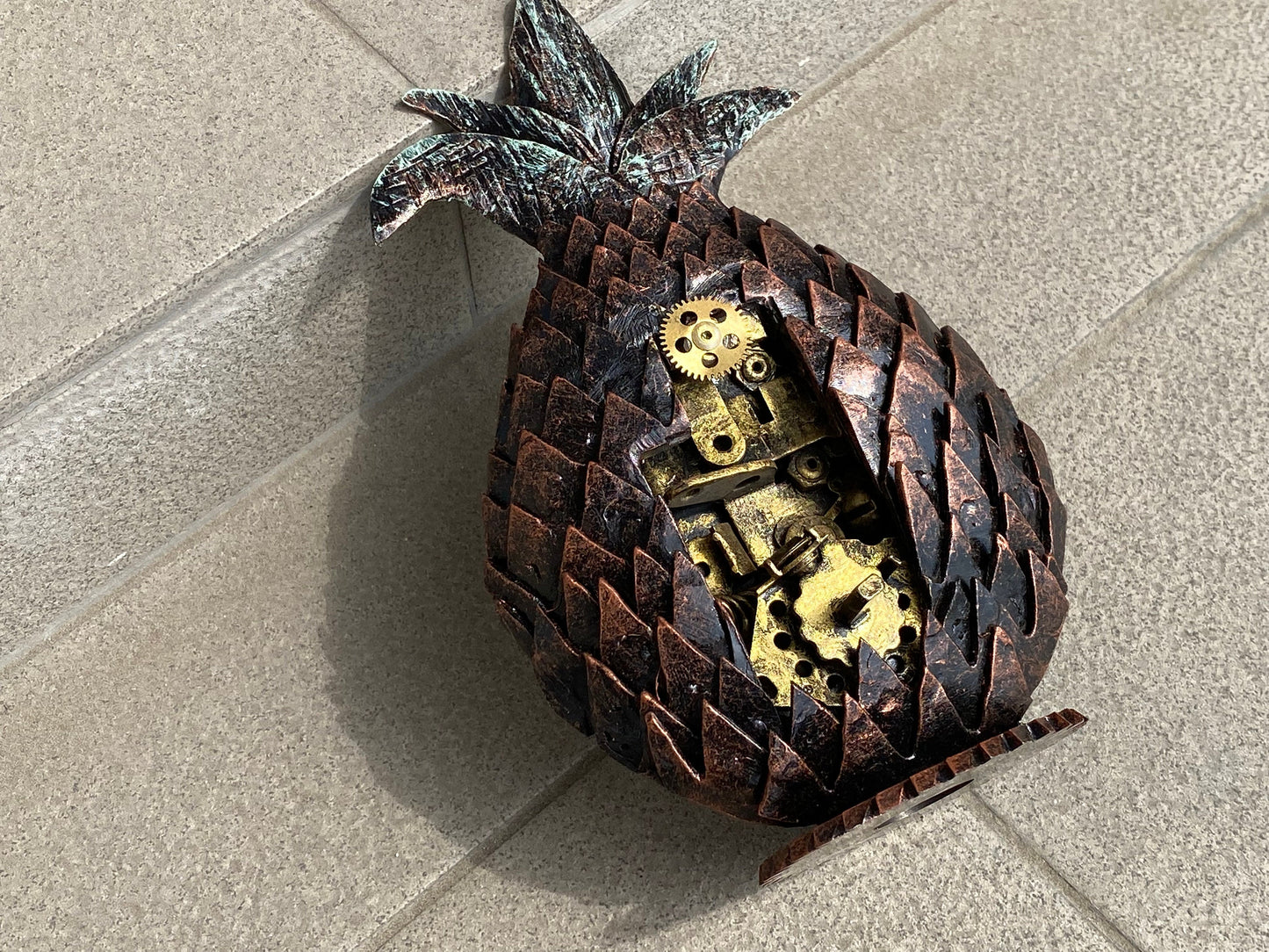 Steampunk pineapple, pineapple, steampunk, pine apple, fruit, Christmas, birthday, hardware, steam punk, recycling, industrial, exotic, mom