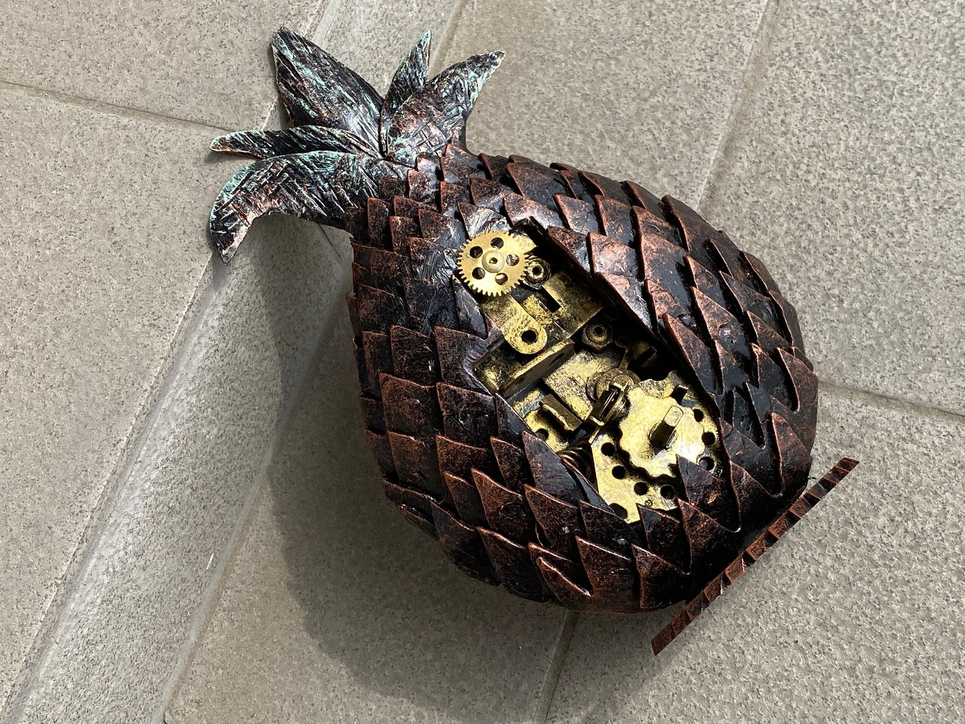 Steampunk pineapple, pineapple, steampunk, pine apple, fruit, Christmas, birthday, hardware, steam punk, recycling, industrial, exotic, mom