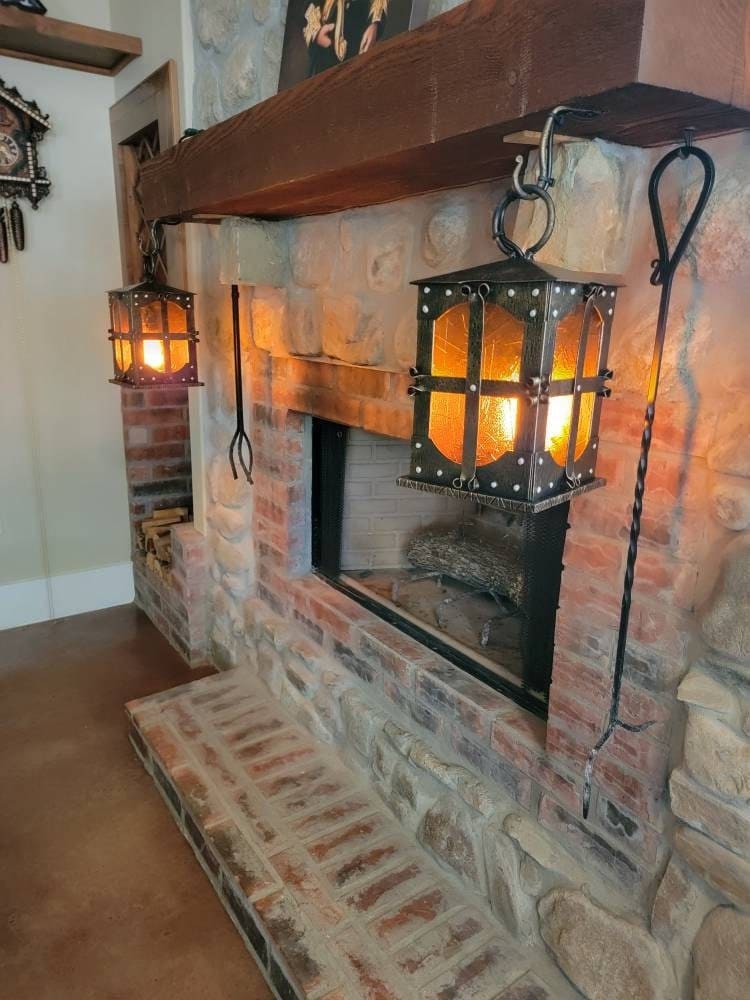 Fireplace lamp, sconce, light fixture, fireplace, fire poker, fire pit, wall sconce, birthday, Christmas, mens gift,fireplace decor,firewood