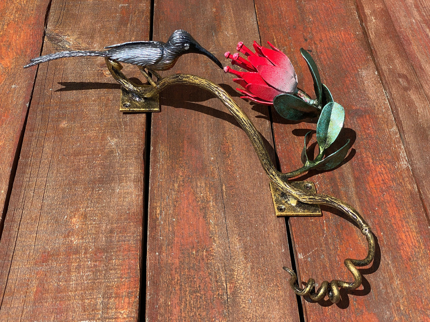 Door handle, bird, flower, South Africa, door pull, Christmas, birthday, nature,Mothers Day,anniversary,house renovation,iron gift,barn pull