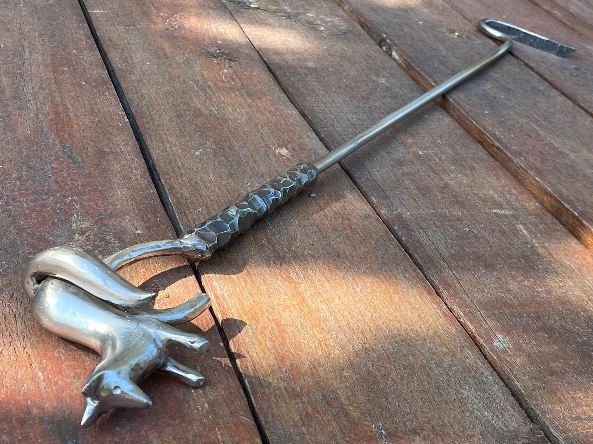 Fire poker, fox, stainless steel, Christmas, daddy, camp, picnic, camping, BBQ, travelers gift,fire pit,firewood,steel gift,11th anniversary