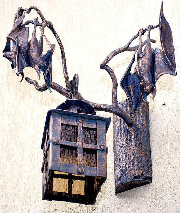 Wall sconce, outdoor sconce, outside sconce, bat, sconce, castle sconce, medieval, wild nature, cave, night, Christmas,anniversary,birthday