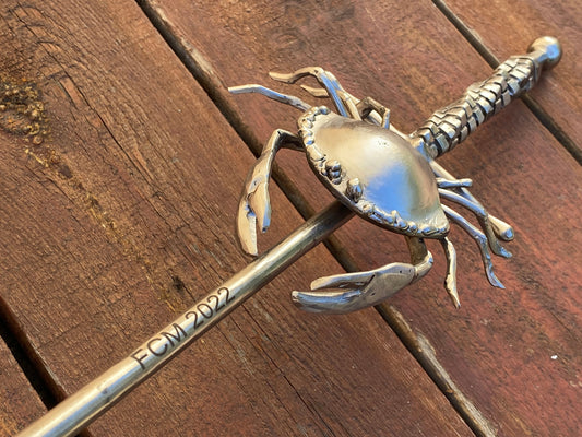 Fire poker, stainless steel, personalized gift, crab, Christmas, BBQ, skewer, mens gift, anniversary, fireplace, birthday, fire pit, grill