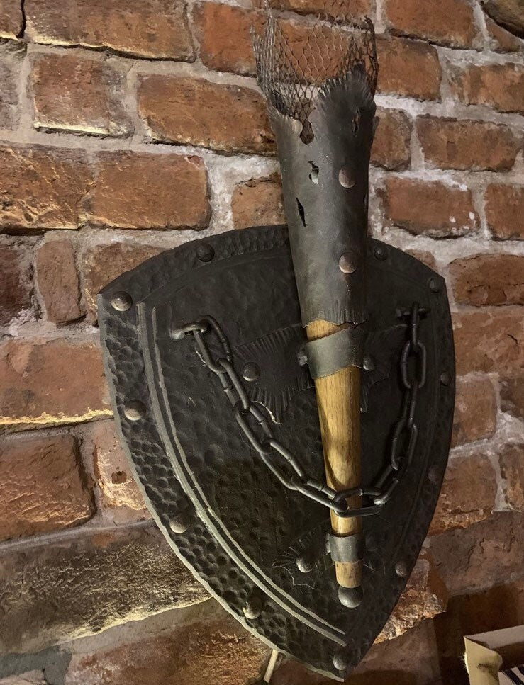 Sconce, wall sconce, medieval, shield, Middle Ages, castle, renovation, viking, knight, spear, chain, anniversary,Christmas,birthday,antique