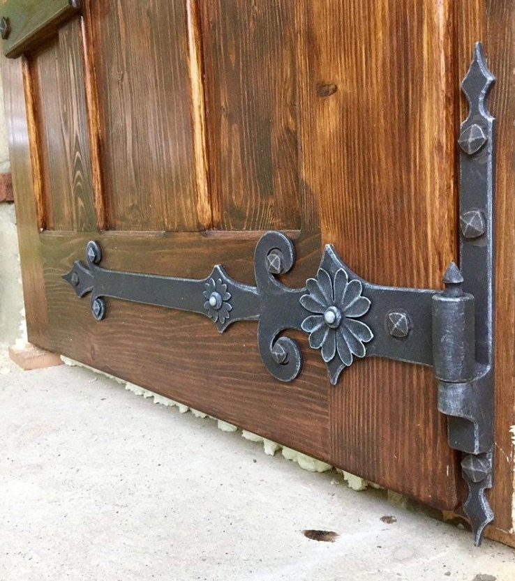 Gate hinges, medieval, door hinge, Middle Ages, shutter hinge, hinge, Christmas, pair of hinges, clavos, door handle, rivet, strap hinges