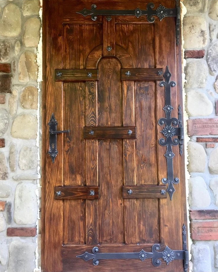 Gate hinges, medieval, door hinge, Middle Ages, shutter hinge, hinge, Christmas, pair of hinges, clavos, door handle, rivet, strap hinges
