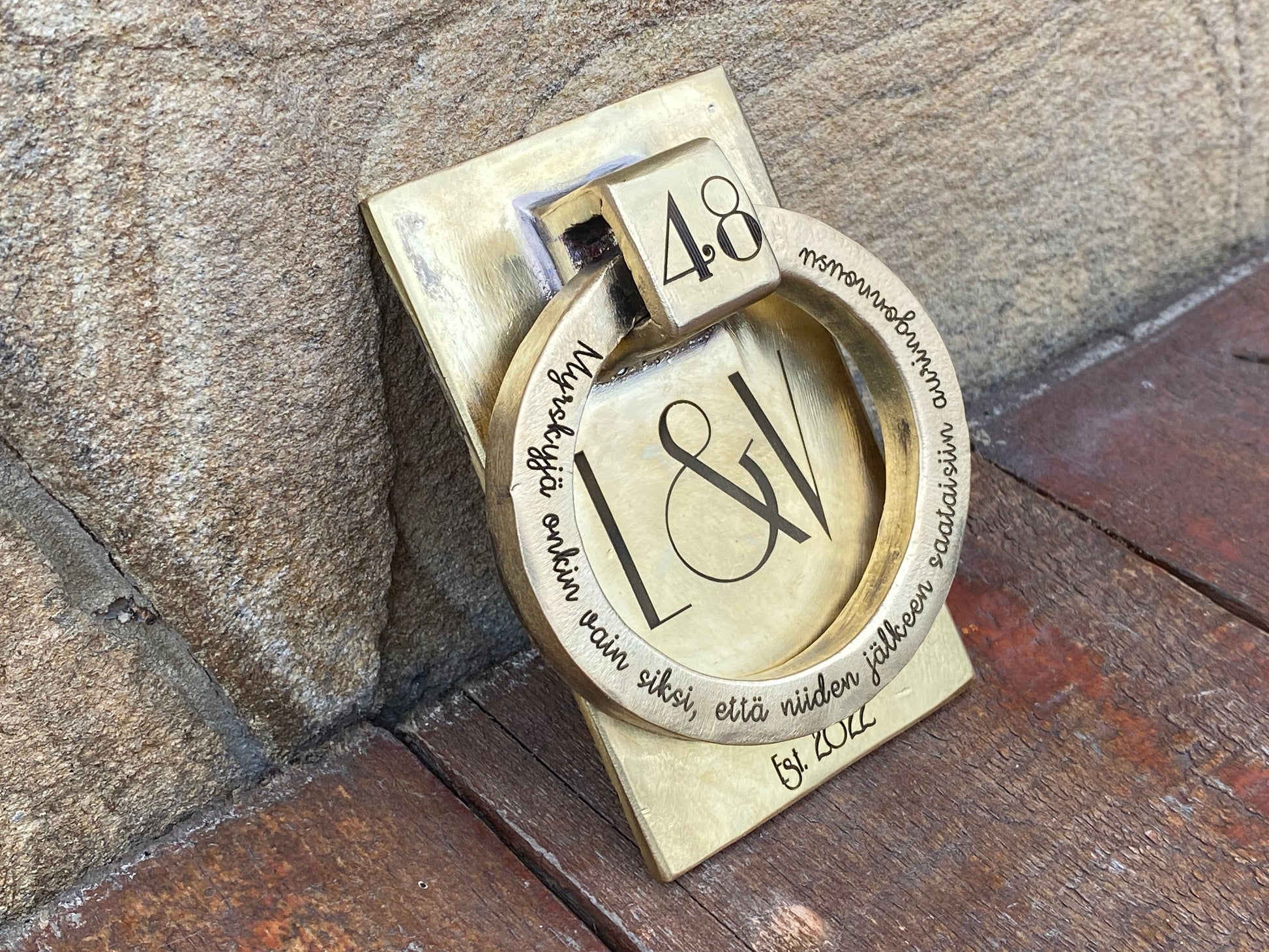 Bronze door knocker, engraved door knocker, personalized gift, door handle, door pull, door ring, bronze gift, bronze anniversary, monogram