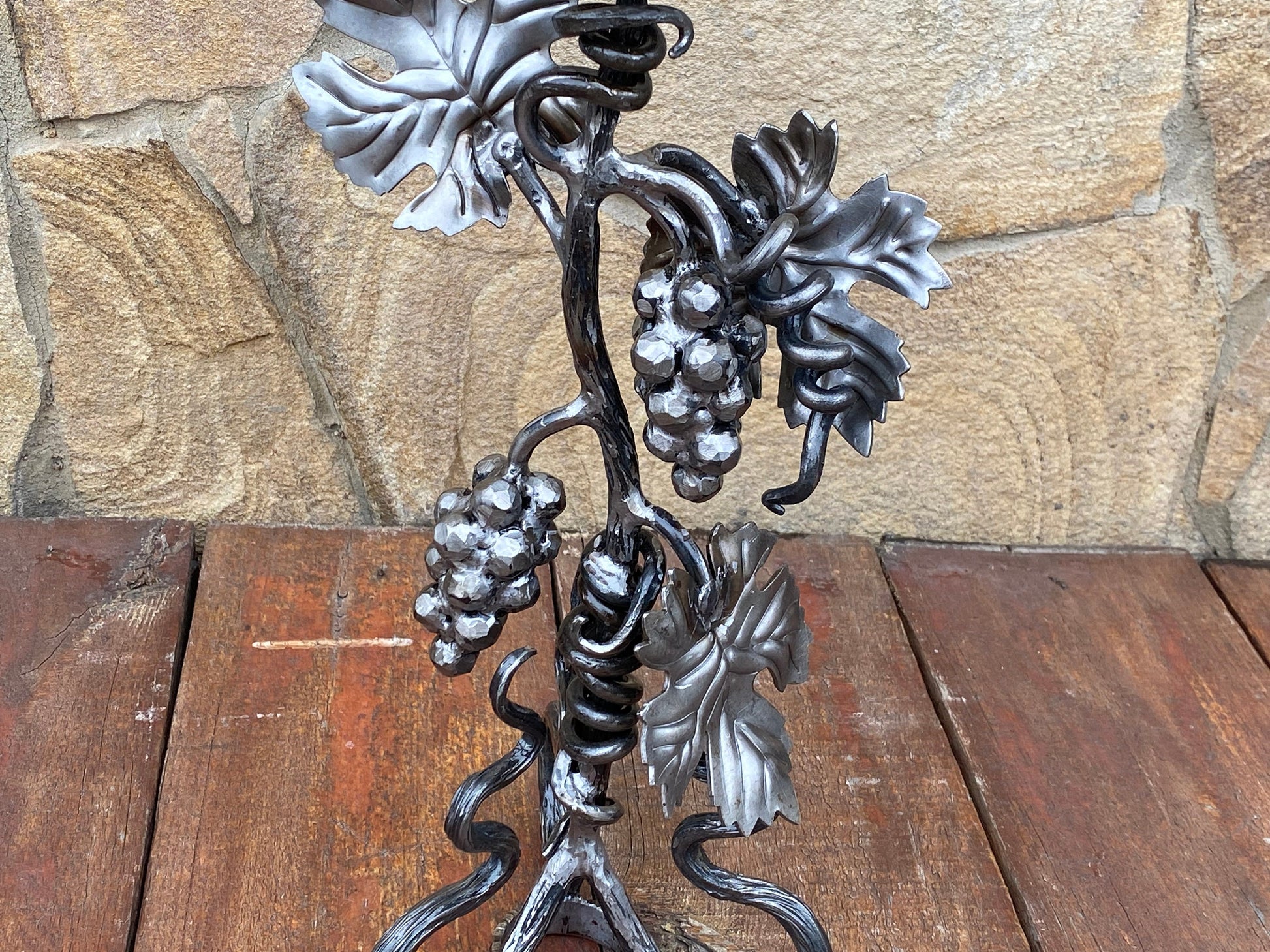 Candle holder, 6th anniversary, iron anniversary, candle, iron gift, 11th anniversary, Christmas, birthday, grapes, grapevine, Thanksgiving