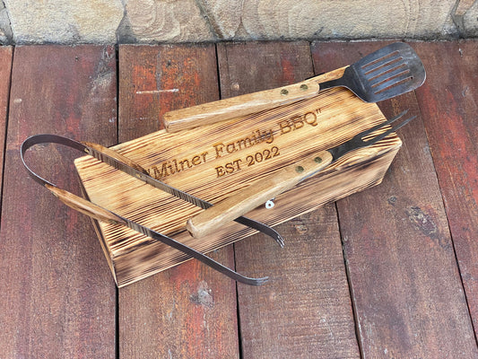 Personalized gift, BBQ tools, grill tools, skewers, 6th anniversary, 11th anniversary, Christmas, birthday, Fathers Day, iron gift, camping