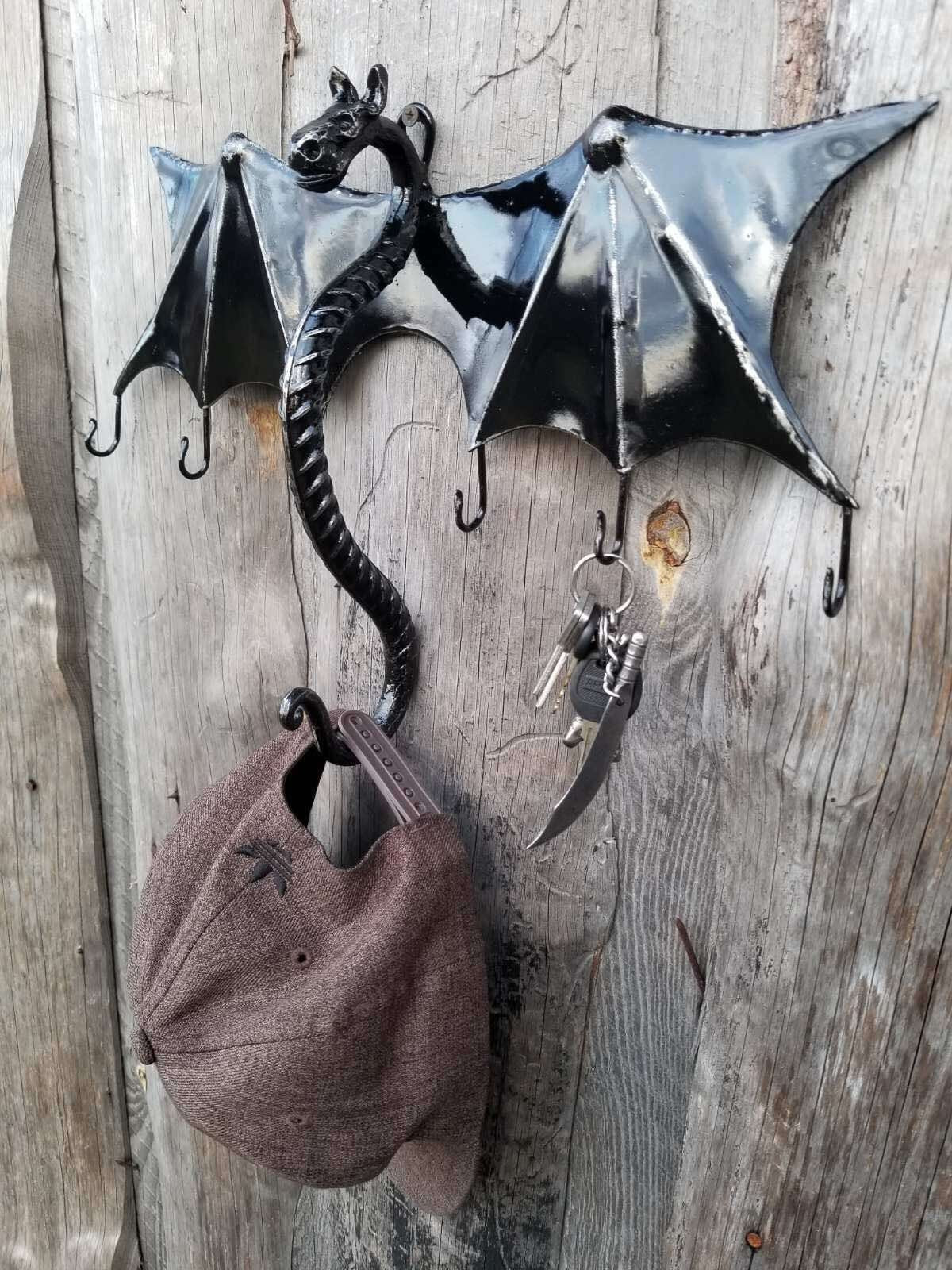 Key holder, dragon, hook, medieval, key hanger, towel ring, Christmas, birthday, anniversary, iron gift, Fathers Day, Mothers Day, viking